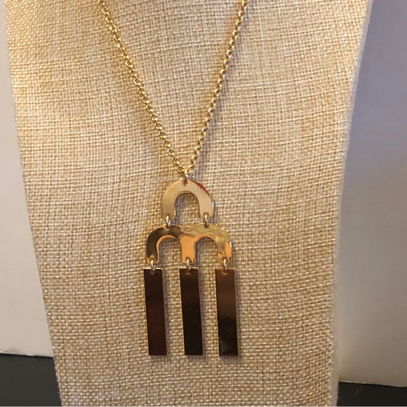 J. Crew Jewelry Nwot J Crew Tuning Fork Necklace In Shiny Gold